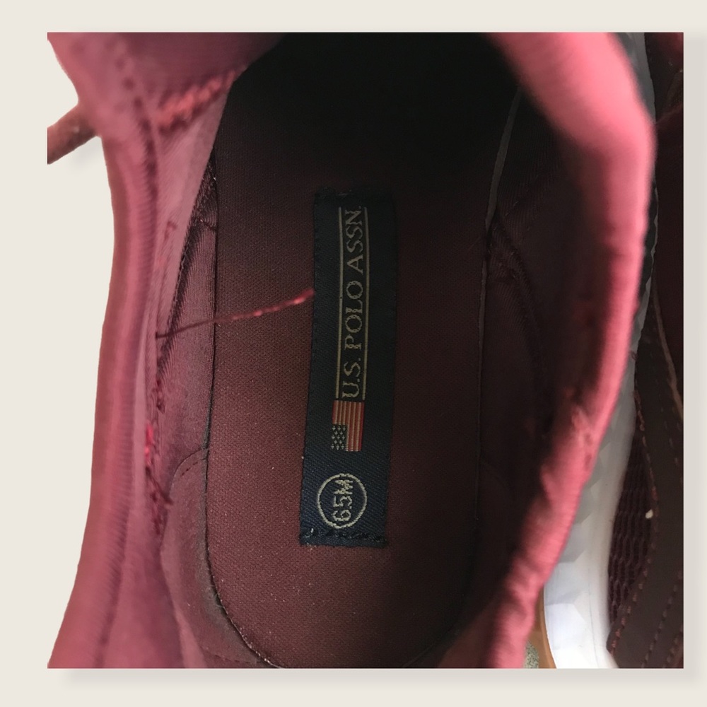 Ralph Lauren U.S. Polo Assn USPA Burgundy Pull On Running Breathable Sneakers - Picture 7 of 10